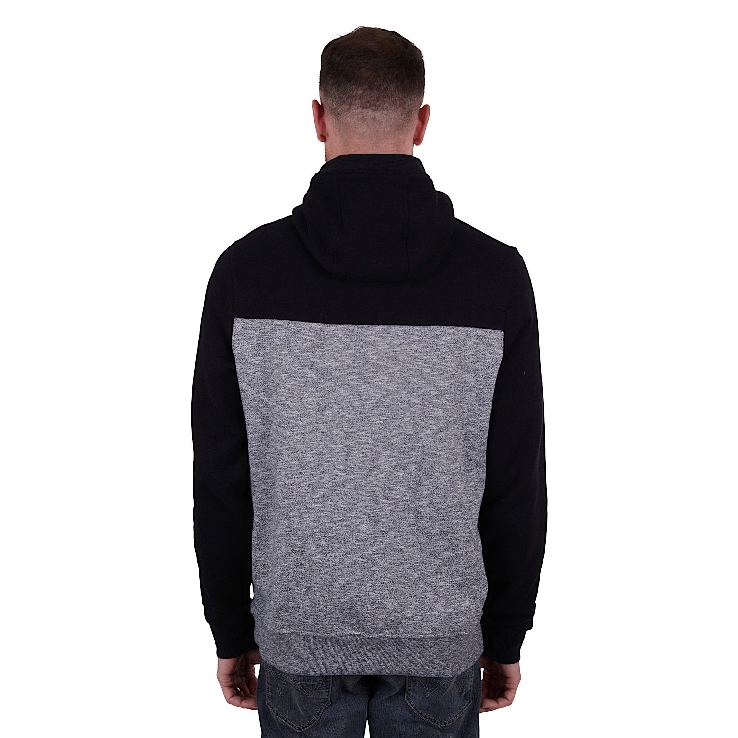 Wrangler Mens Digby Pullover Hoodie Black/Charcoal Marle - Image 3
