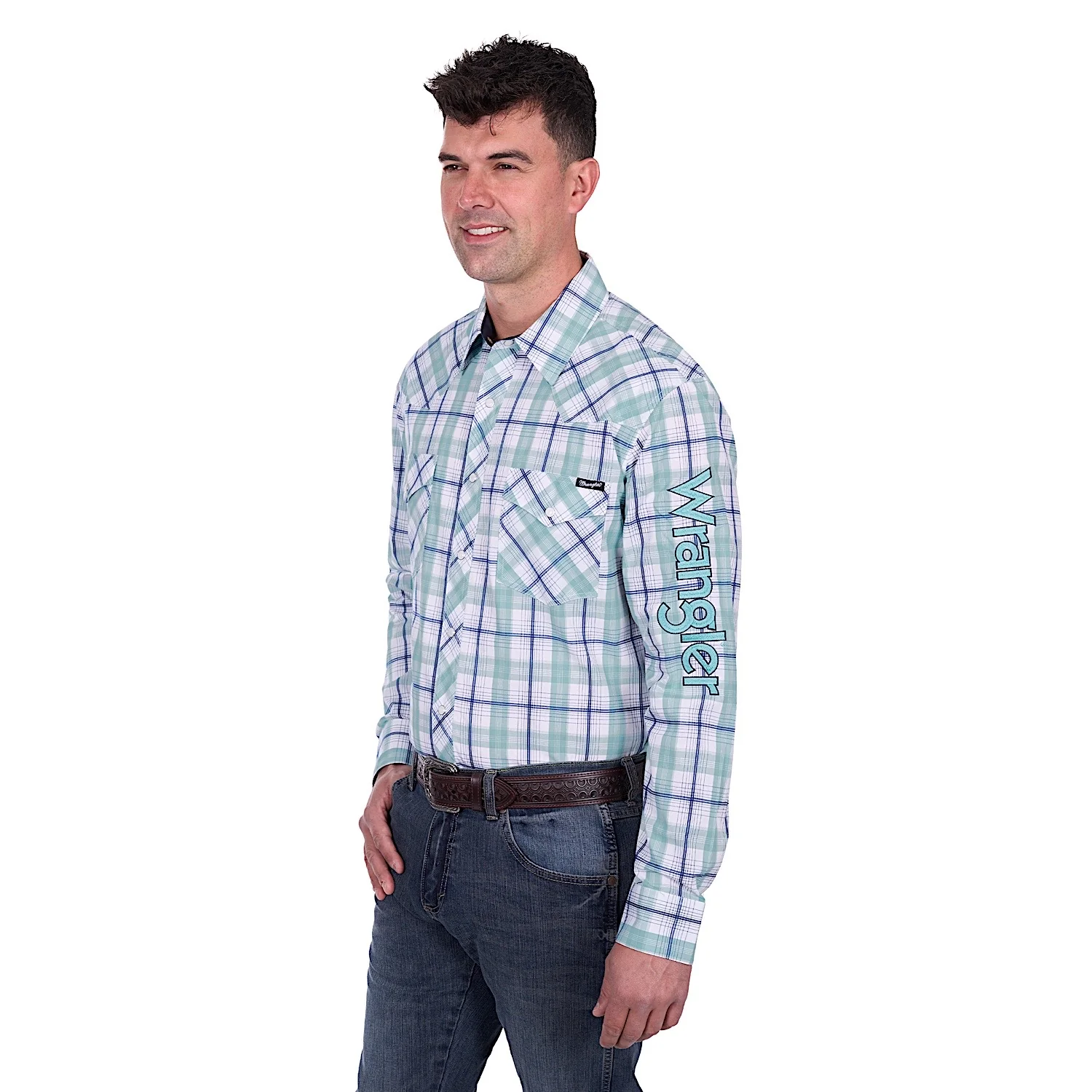 Wrangler Men's Jacob Logo Shirt - Green/White