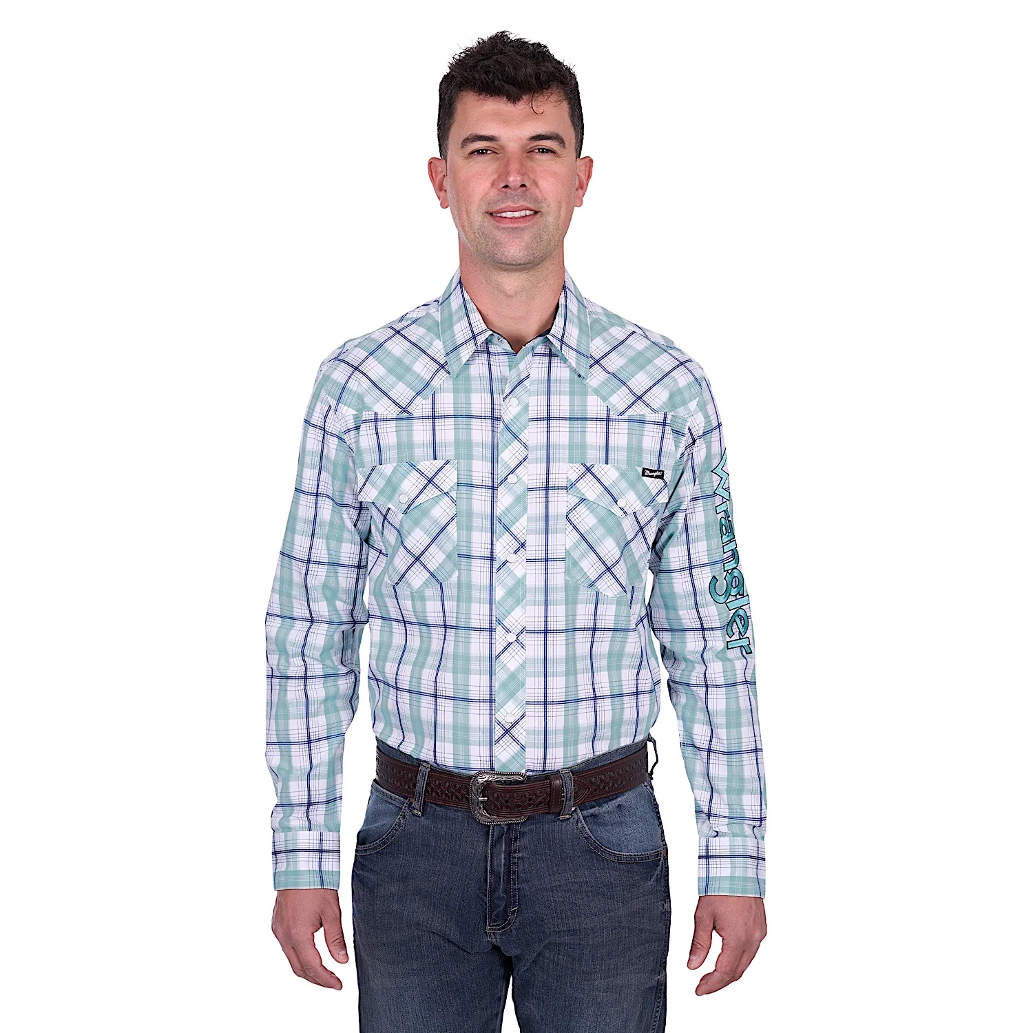 Wrangler Men's Jacob Logo Shirt - Green/White - Image 2