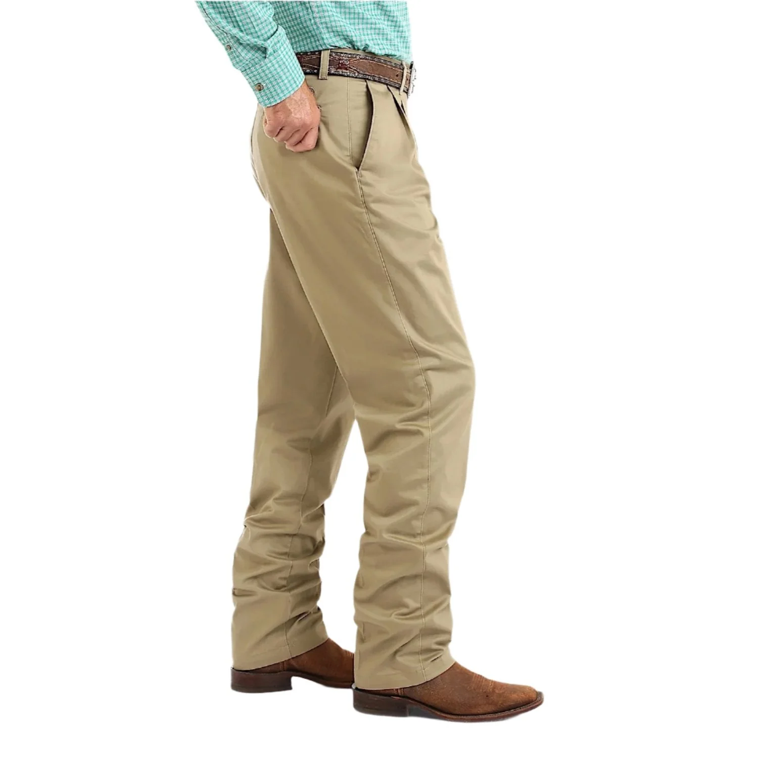 Wrangler Men's Casual Pleated Front Relaxed Fit Pants - Khaki - Image 2