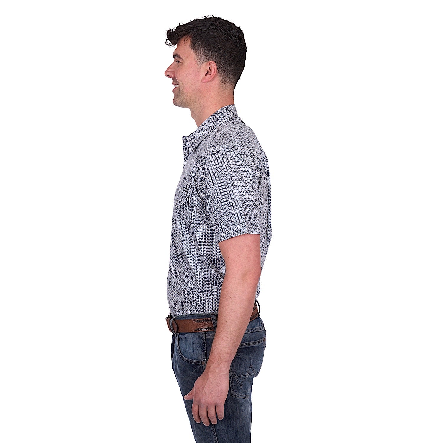 Wrangler Men's Jimmy Short Sleeve Shirt - Navy/Gold - Image 2