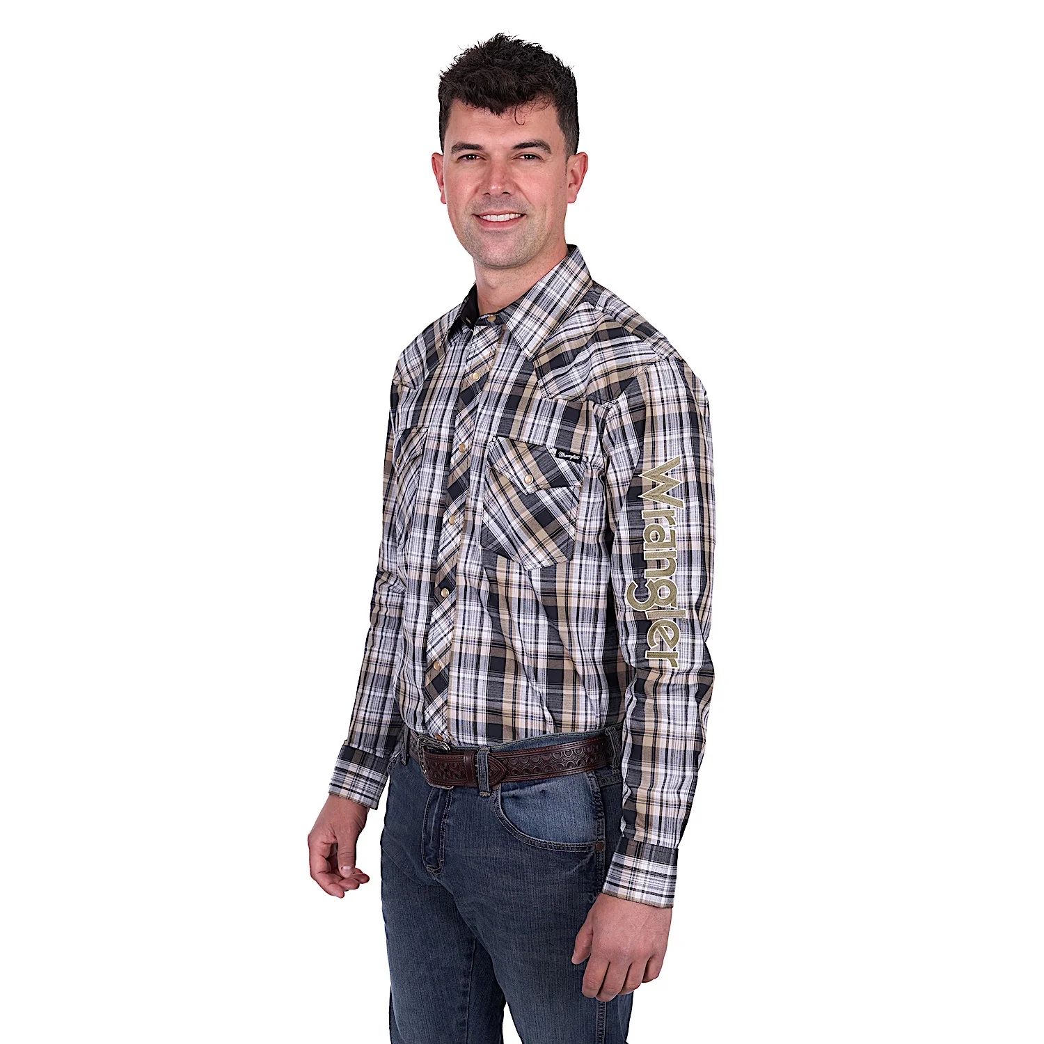 Wrangler Men's Joel Logo Shirt - Black/Tan