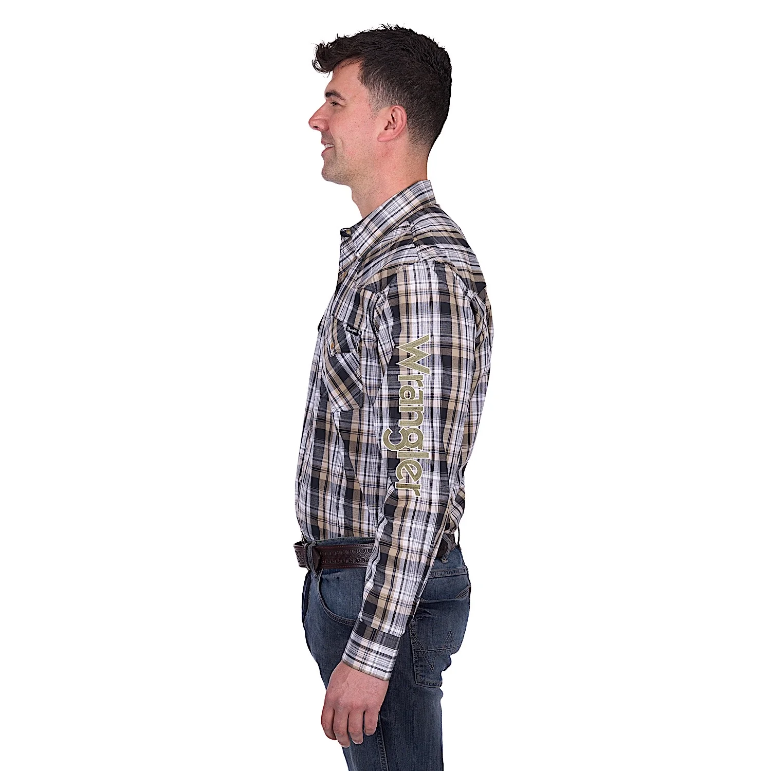 Wrangler Men's Joel Logo Shirt - Black/Tan - Image 3