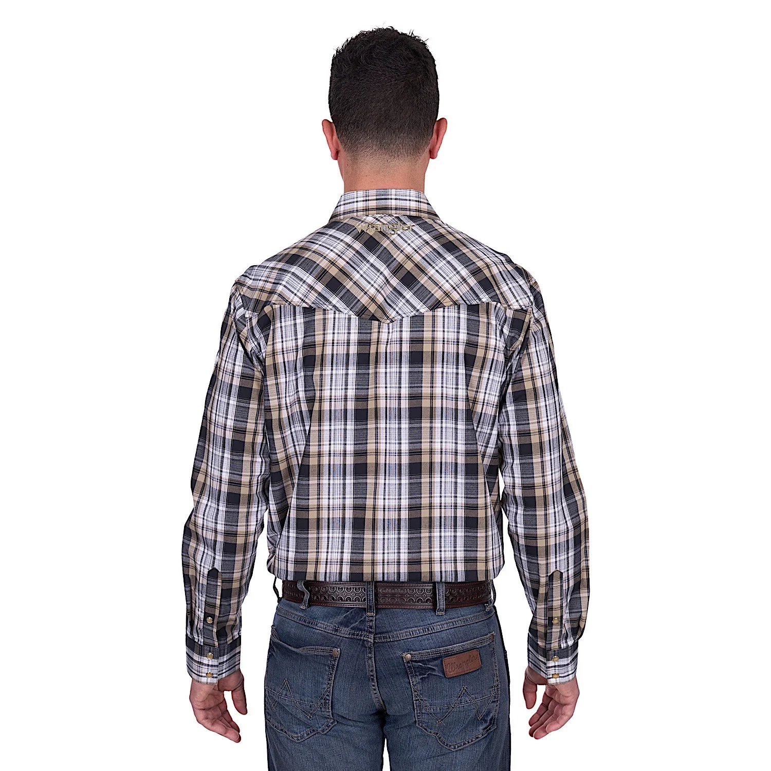 Wrangler Men's Joel Logo Shirt - Black/Tan - Image 4