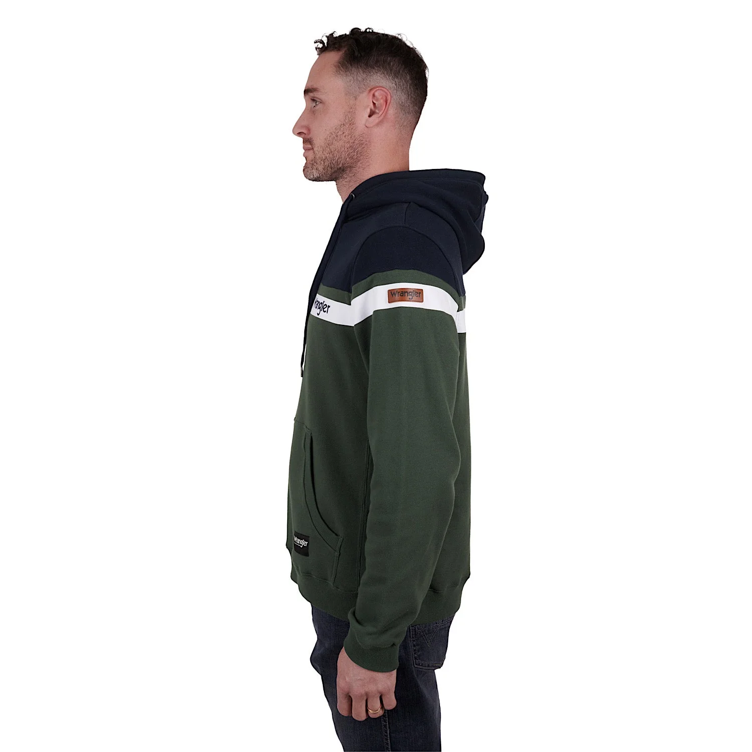 Wrangler Mens Jonathon Pullover Hoodie Navy/Cypress - Image 2