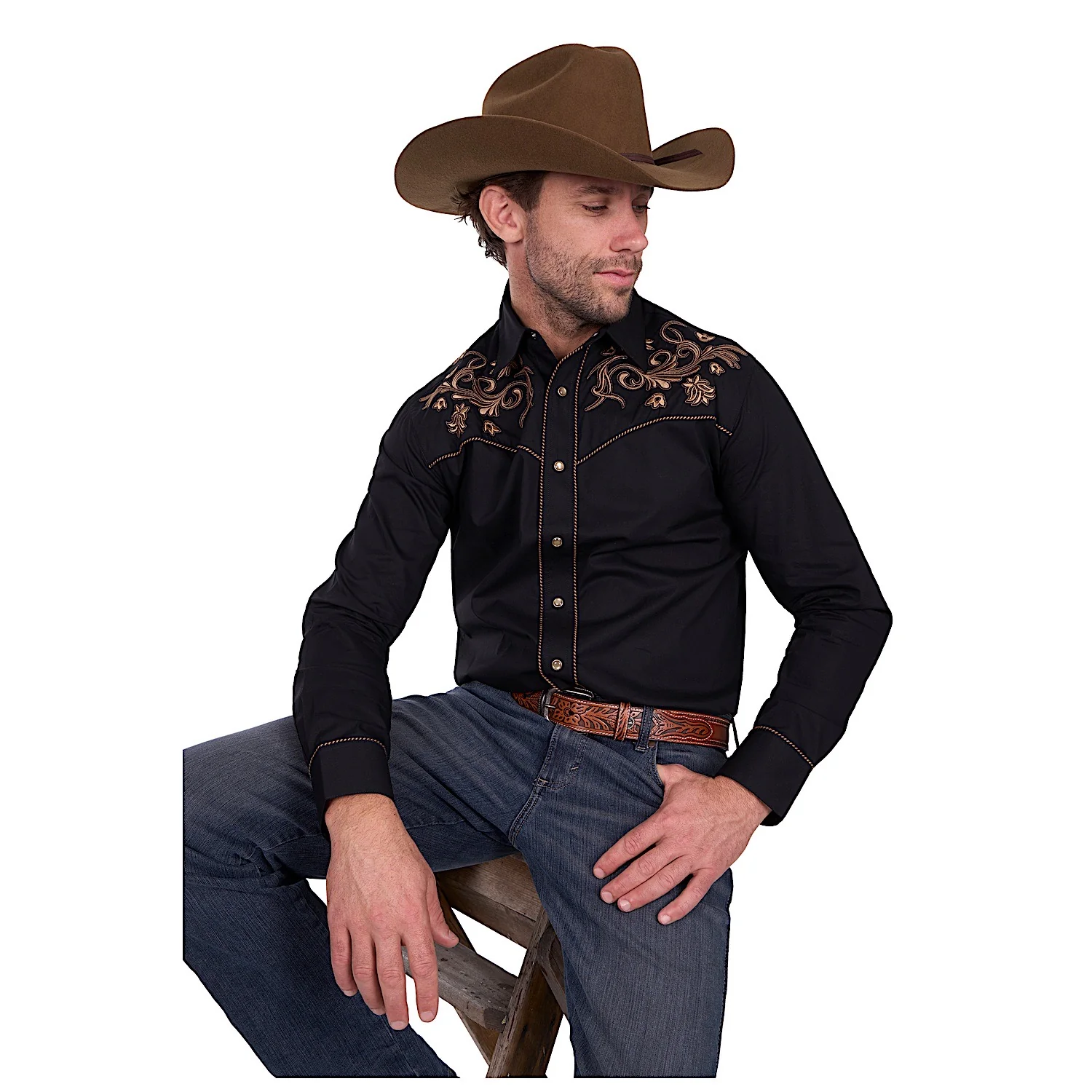 Wrangler Men's Luke Embroidered Shirt - Black - Image 2