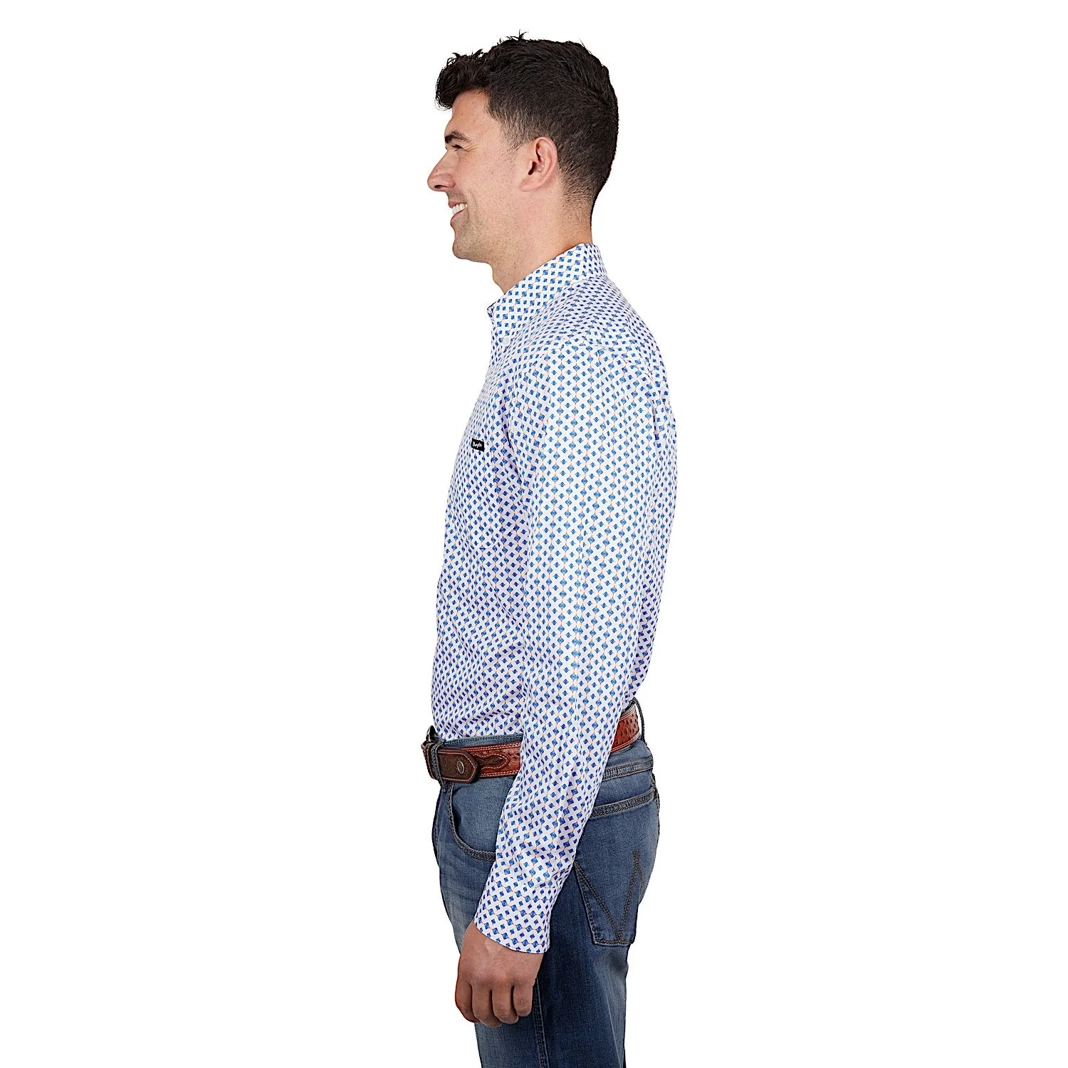 Wrangler Men's Nick Shirt Royal/Orange - Image 3