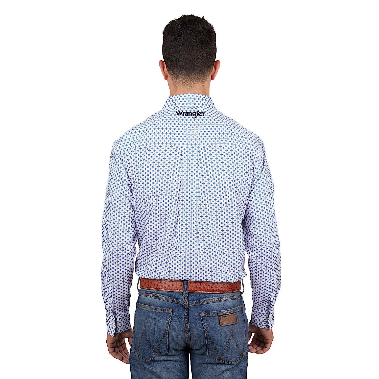 Wrangler Men's Nick Shirt Royal/Orange - Image 4