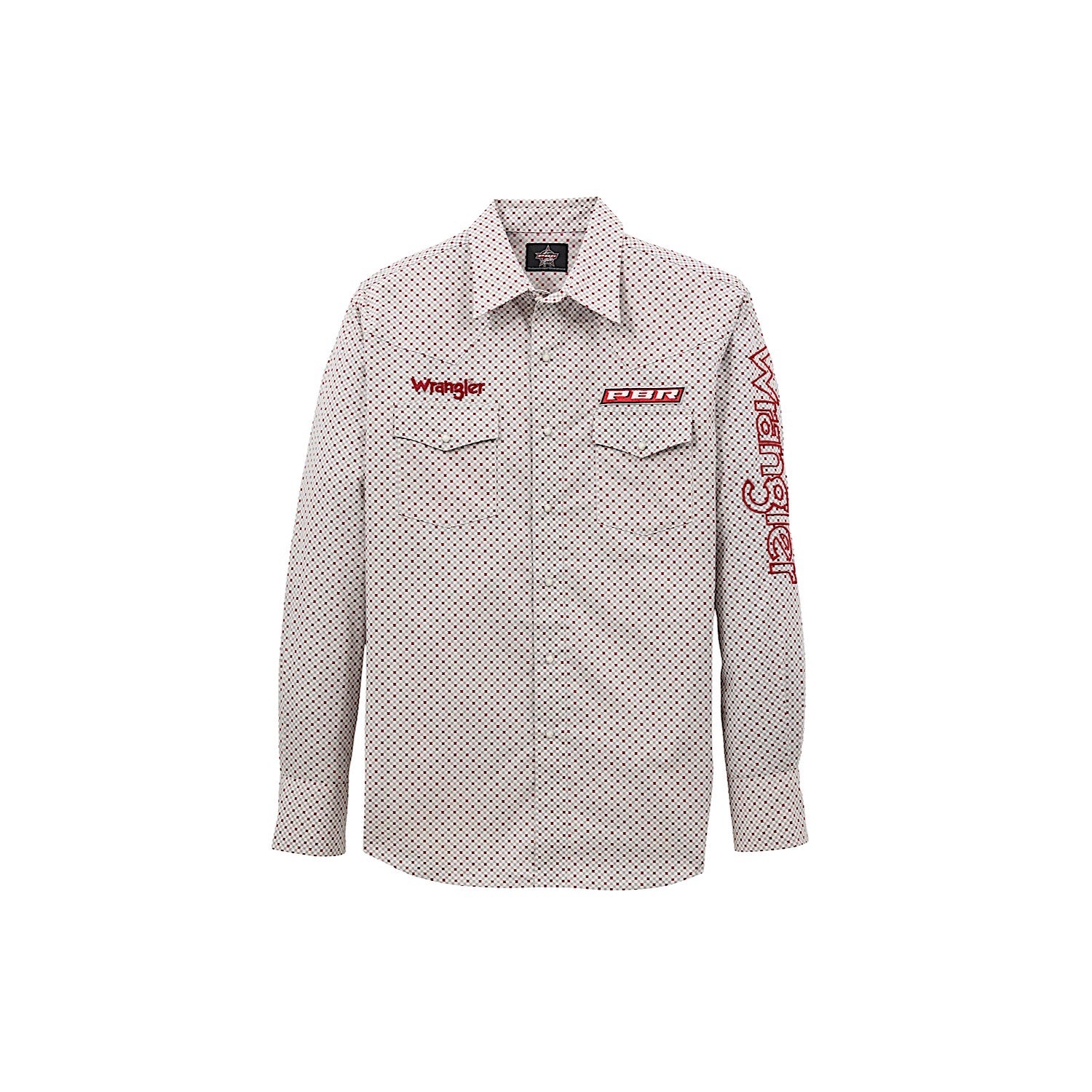 Wrangler Men's PBR Logo Classic Fit Shirt - Gray/Red