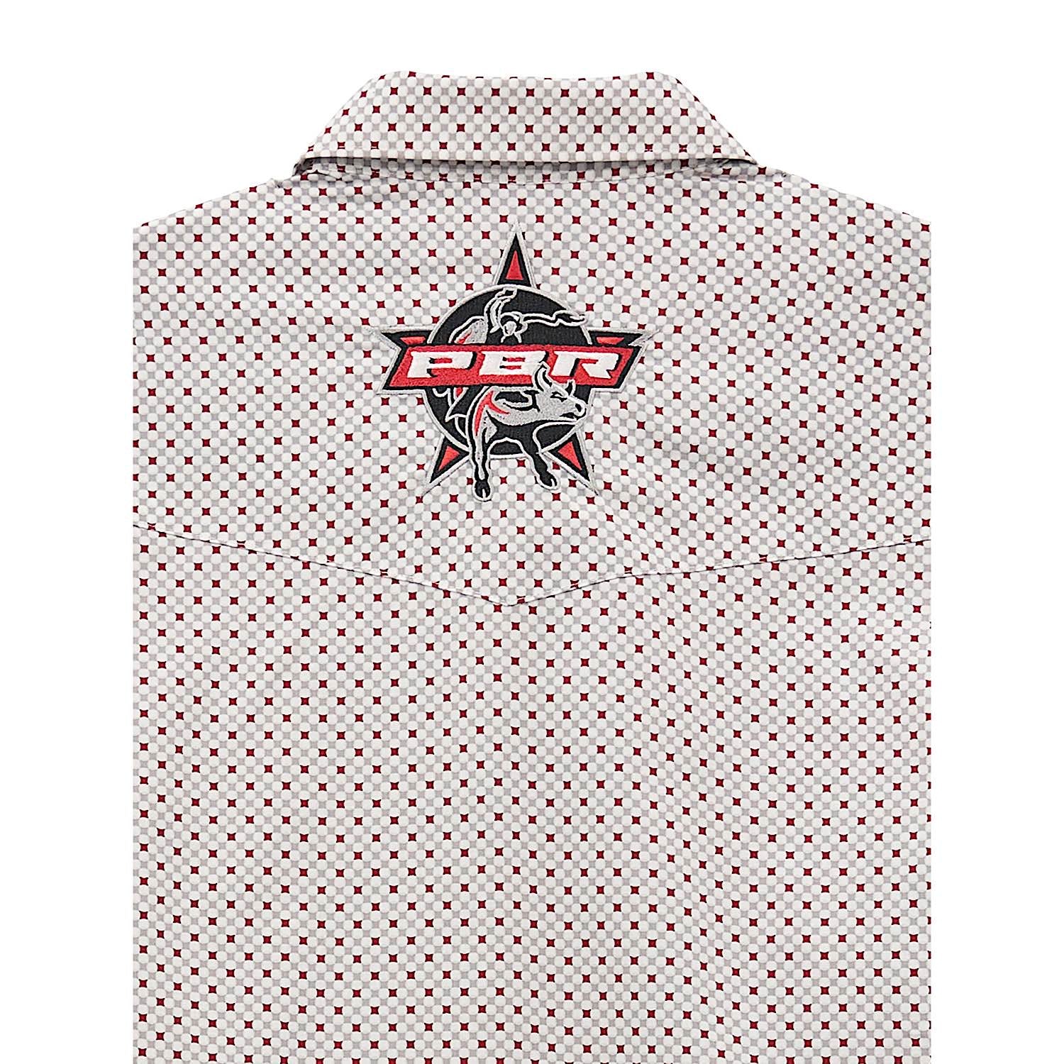 Wrangler Men's PBR Logo Classic Fit Shirt - Gray/Red - Image 2