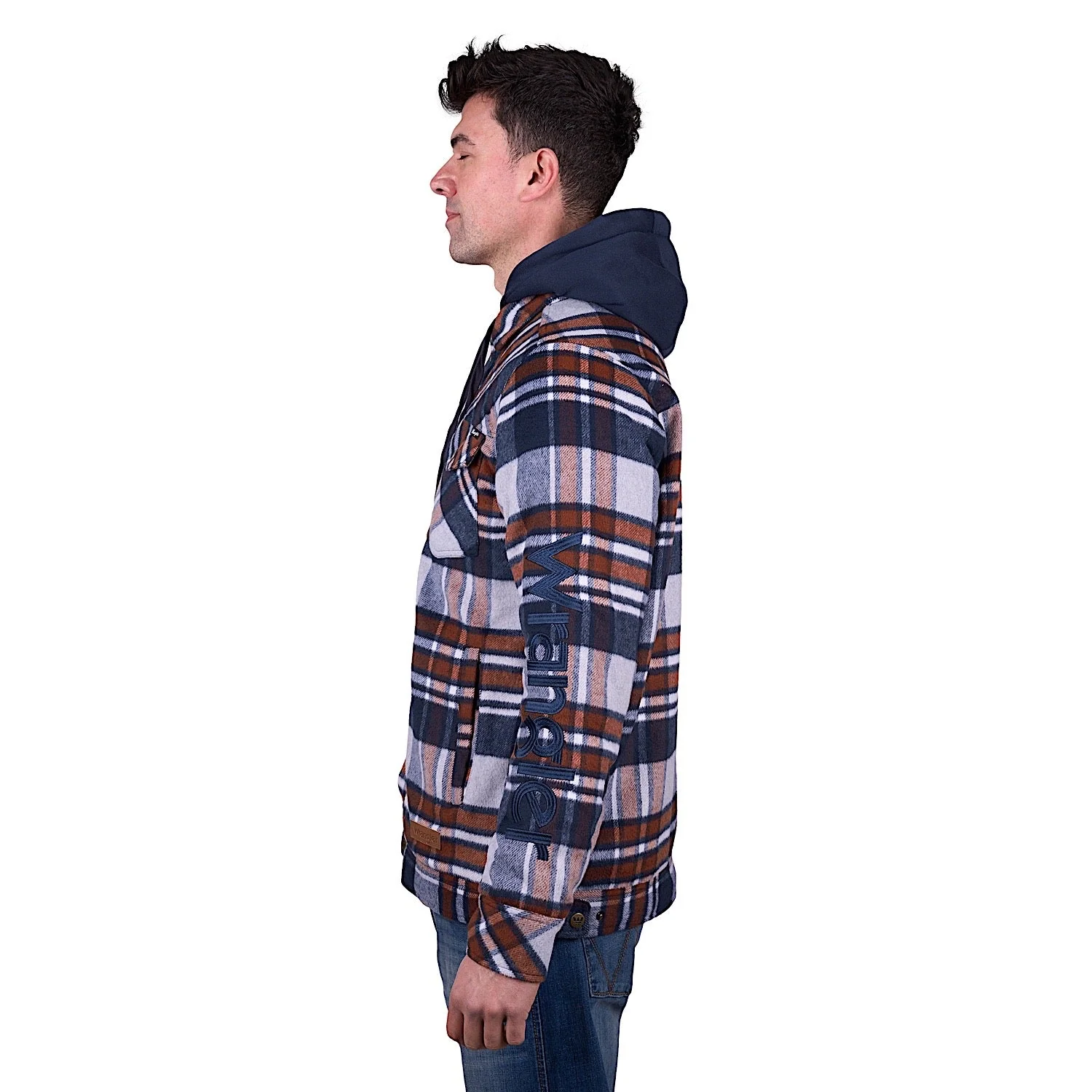 Wrangler Men's Reid Logo Wool Shirt Jacket - Navy/Tan - Image 3