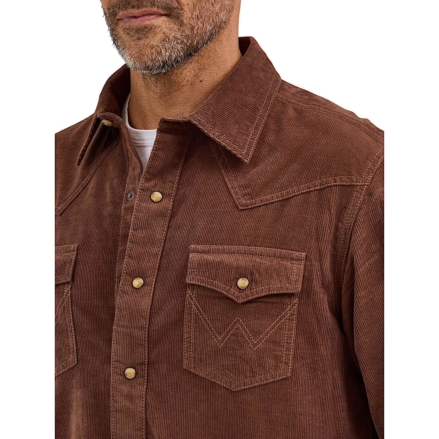 Wrangler Men's Retro Premium Modern Fit Shirt - Brown Corduroy - Image 3
