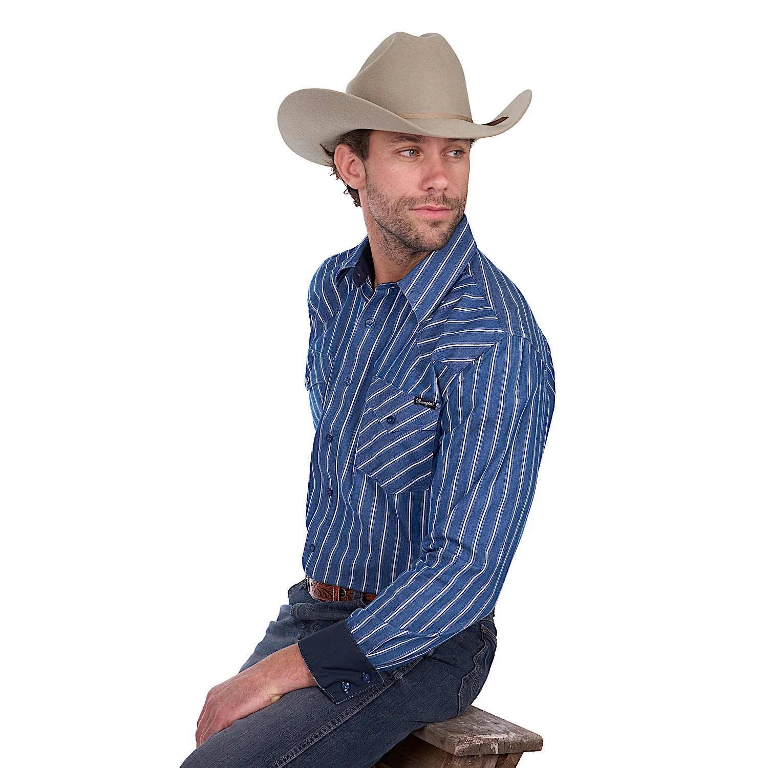Wrangler Men's Roy Shirt - Denim/White - Image 2
