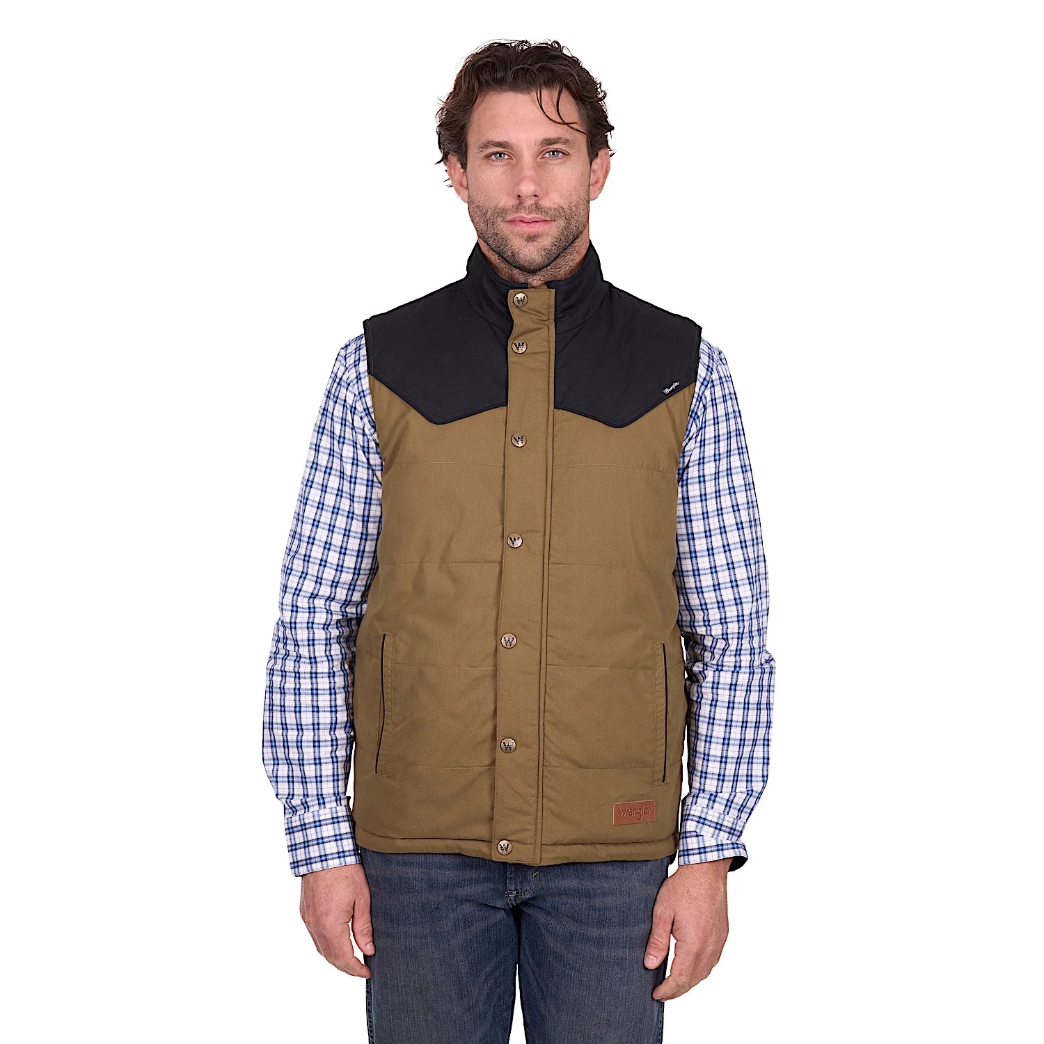 Wrangler Men's Ruben Vest - Dark Tan/Black