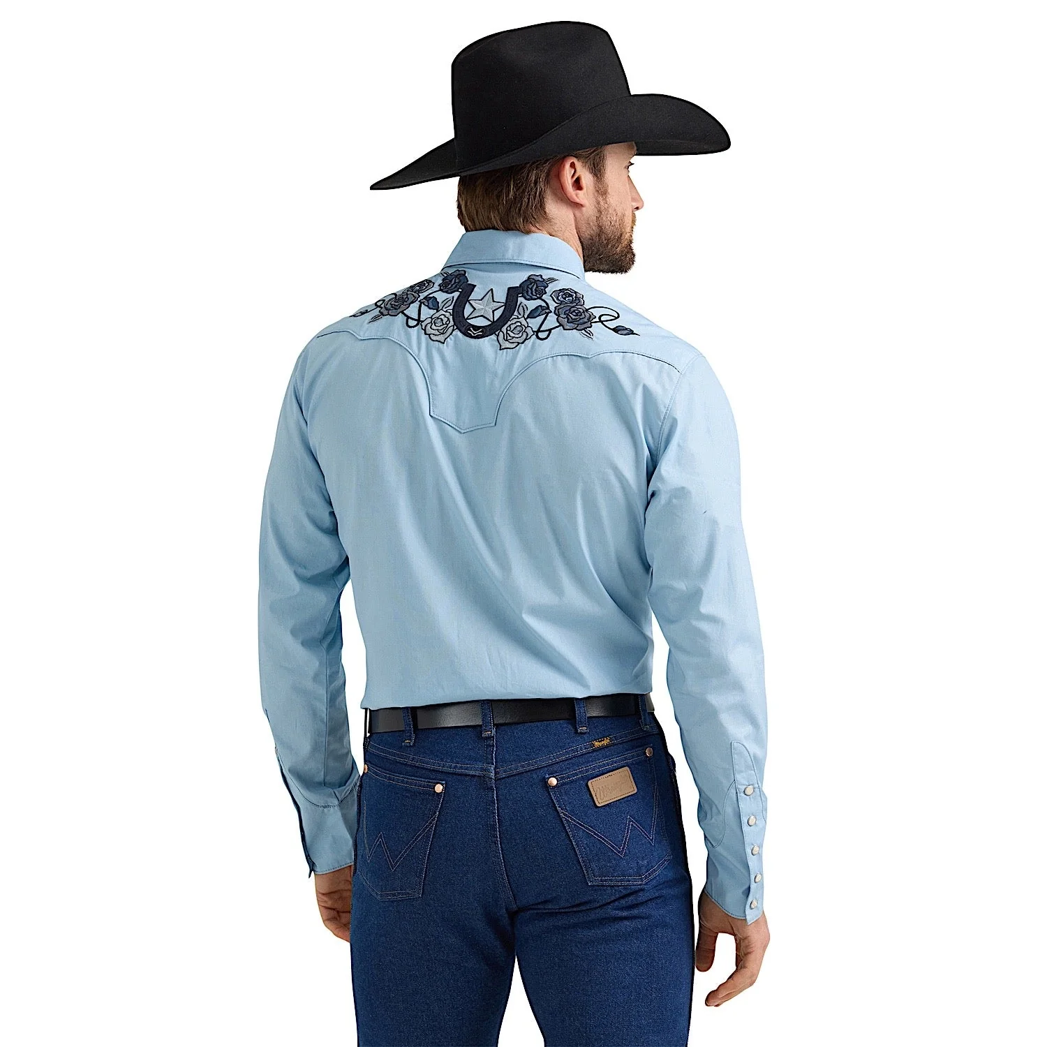 Wrangler Men's Rodeo Ben Snap Front Shirt - Blue - Image 3