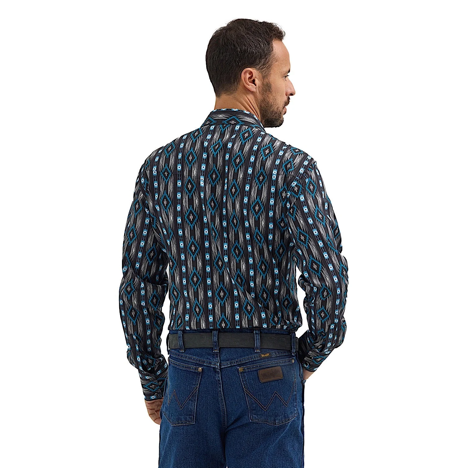 Wrangler Men's Checotah Aztec Western Shirt - Black - Image 2