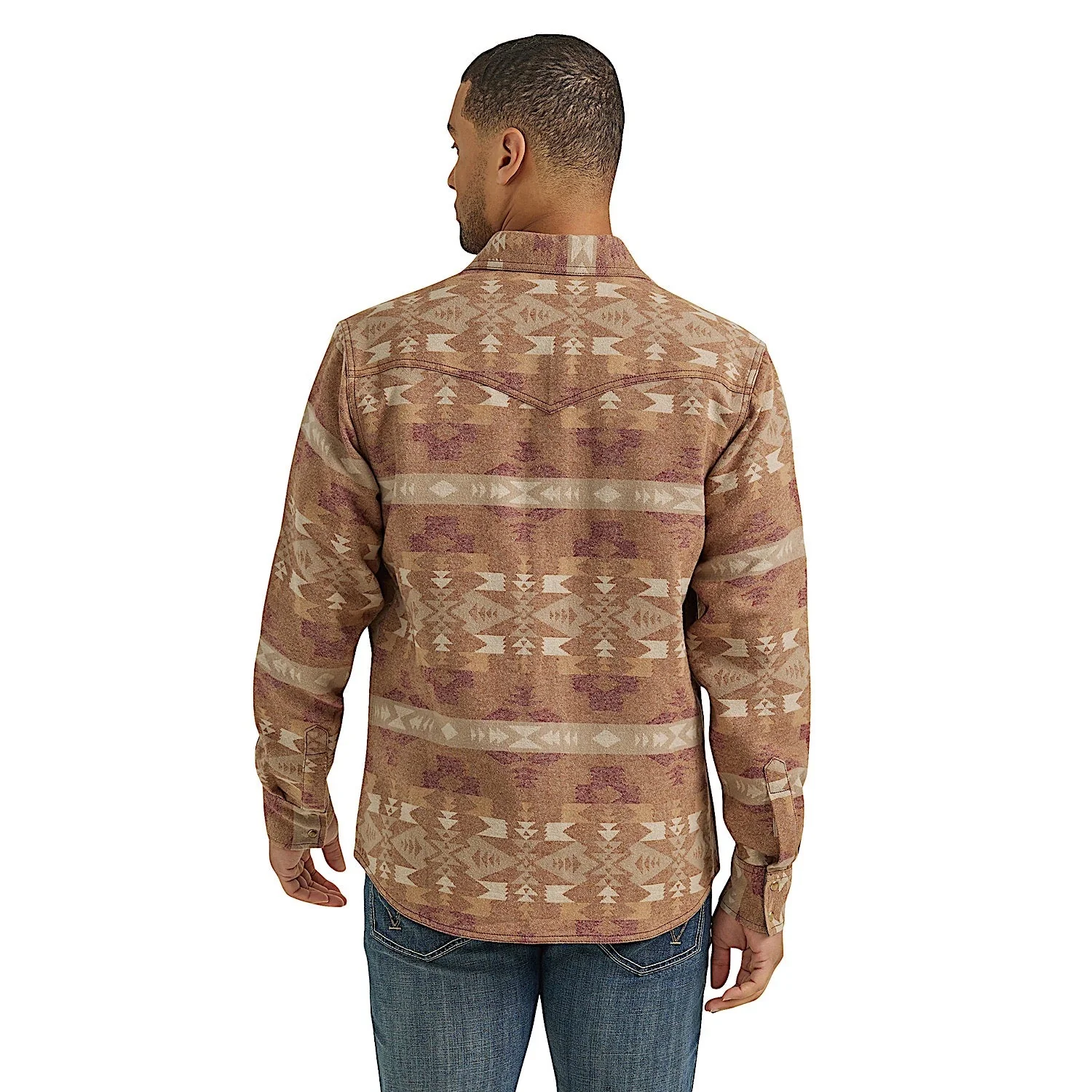 Wrangler Men's Retro Premium Snap Shirt Jacket - Brown Aztec - Image 2