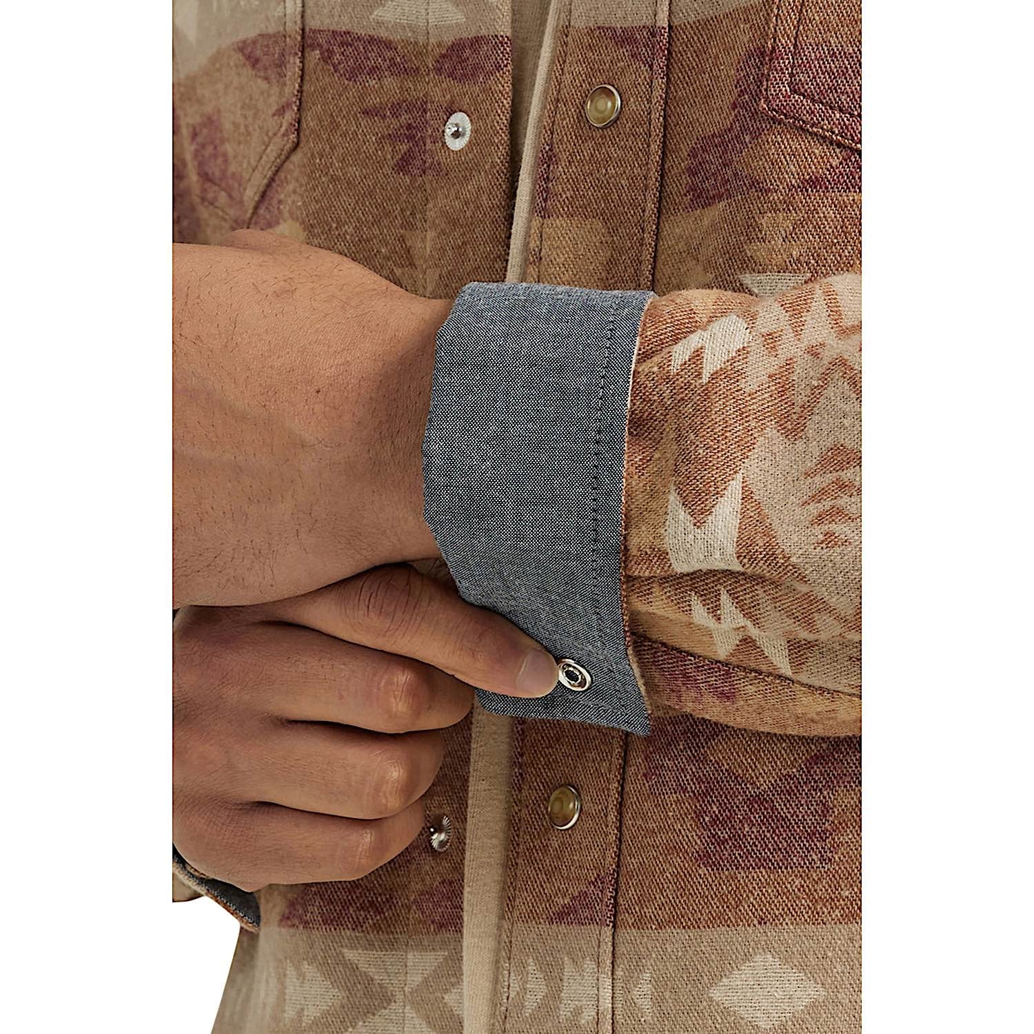 Wrangler Men's Retro Premium Snap Shirt Jacket - Brown Aztec - Image 4