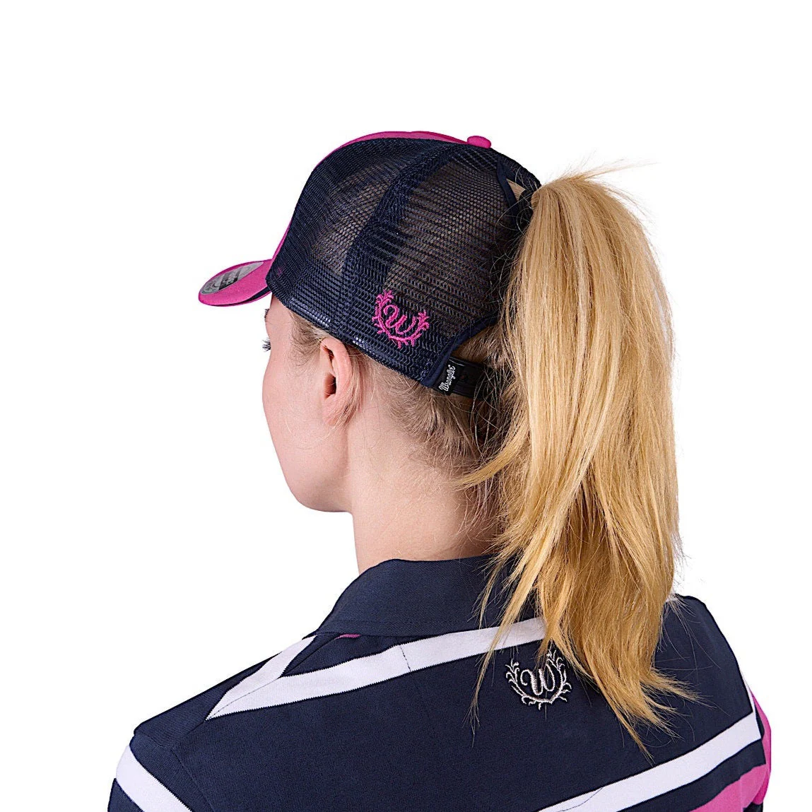 Wrangler Perry High Profile Ponytail Trucker Cap - Pink - Image 3