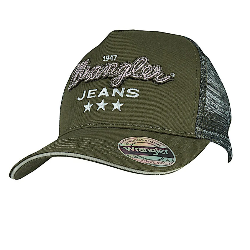 Wrangler Piper High Profile Ponytail Trucker Cap - Olive