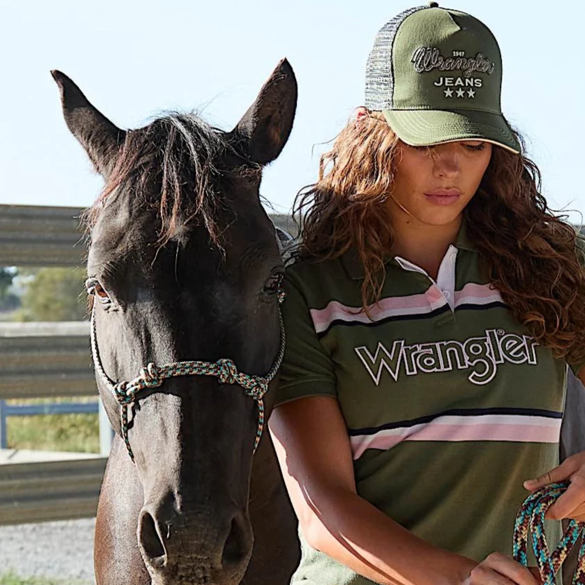 Wrangler Piper High Profile Ponytail Trucker Cap - Olive - Image 2