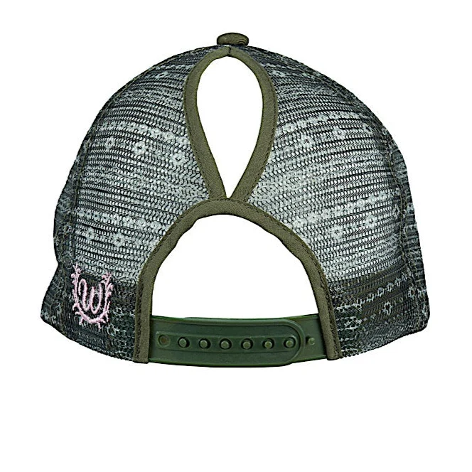 Wrangler Piper High Profile Ponytail Trucker Cap - Olive - Image 4