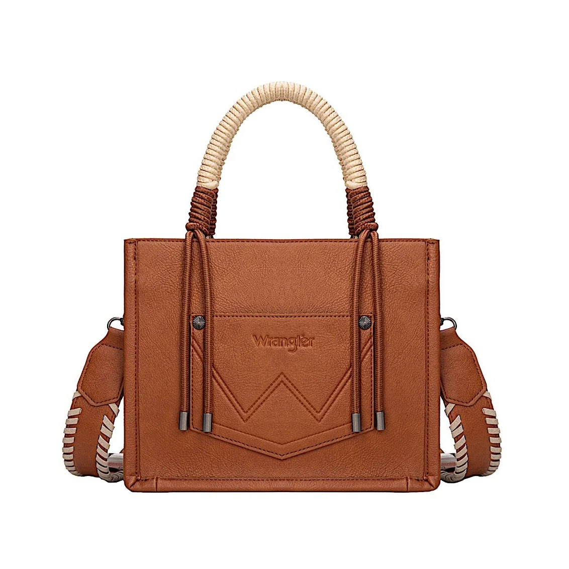 Wrangler Women's Cow Print Tassel Crossbody Bag - Tan - Image 2