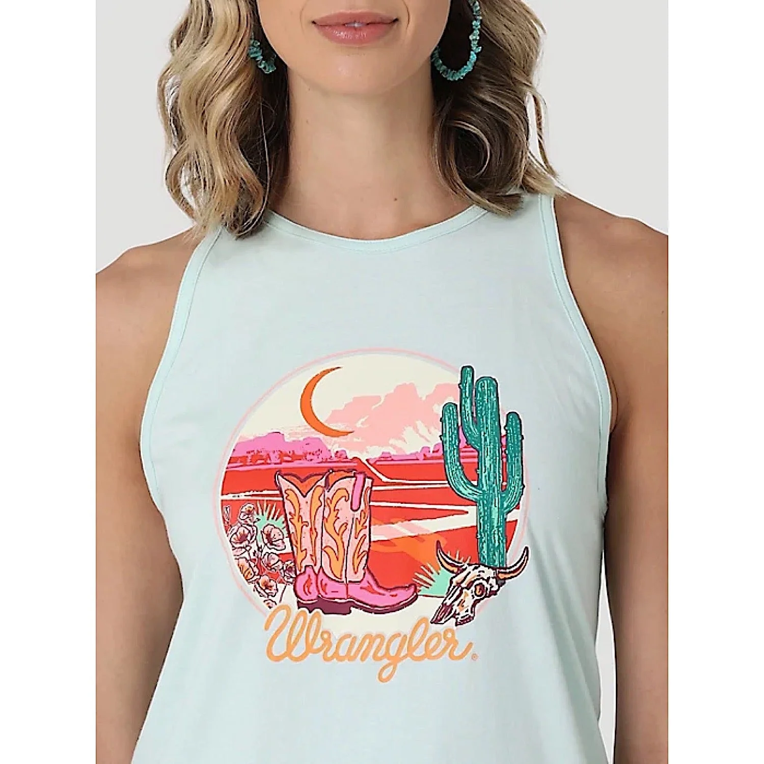 Wrangler Womens Cowgirl Boots Sunset Goddess Tank in Blue Opal - Image 3
