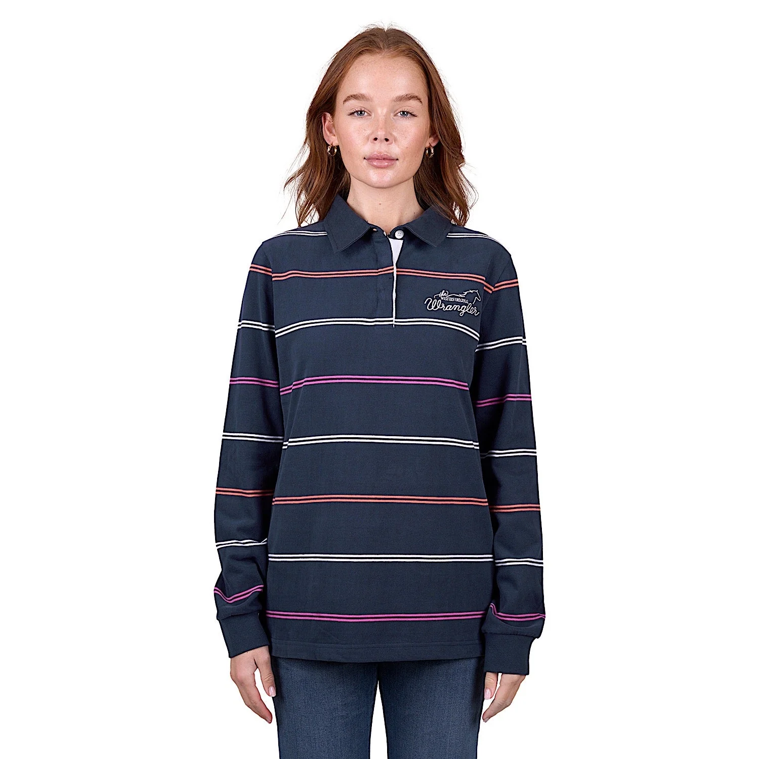Wrangler Women's Faith Stripe Rugby - Navy/Multi