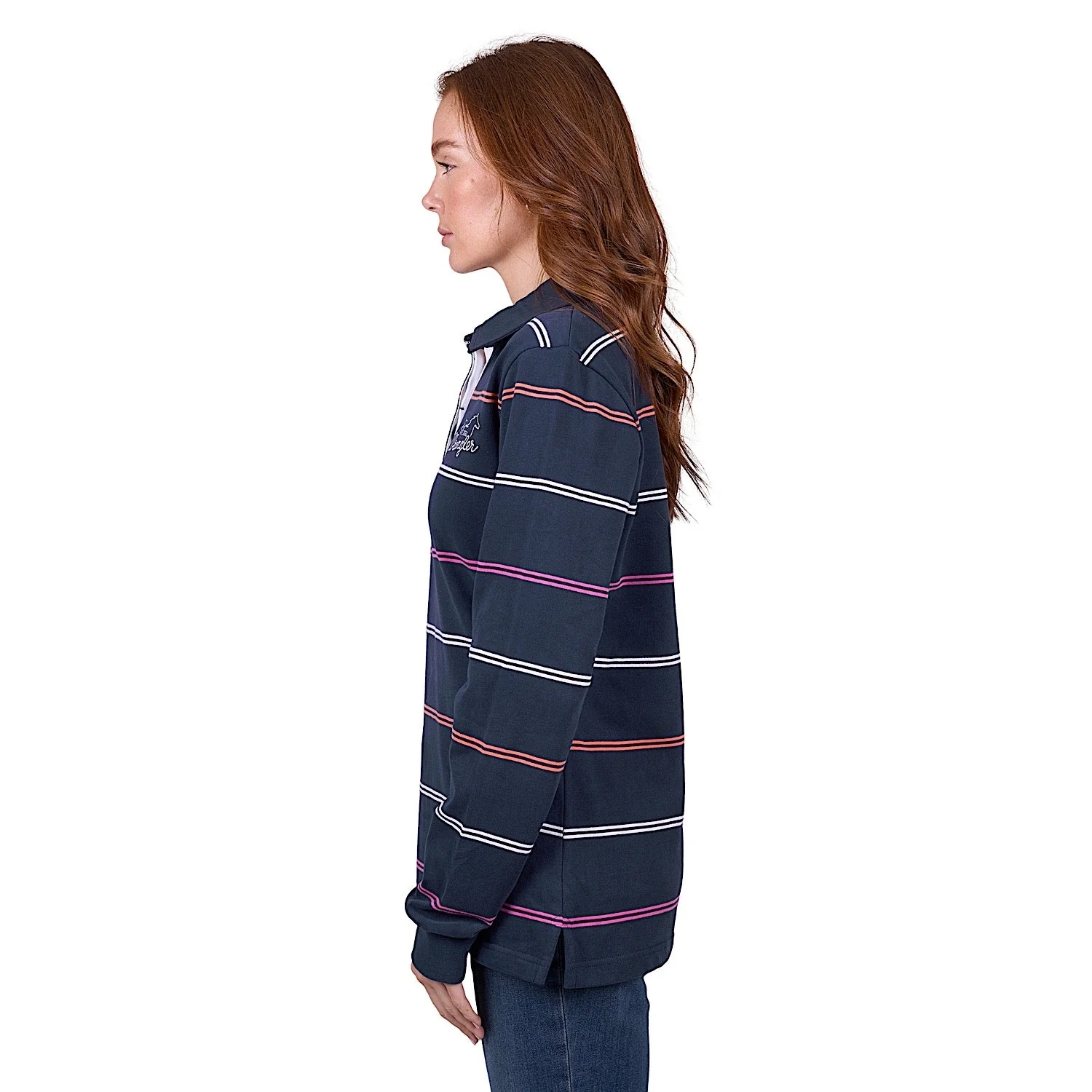 Wrangler Women's Faith Stripe Rugby - Navy/Multi - Image 3