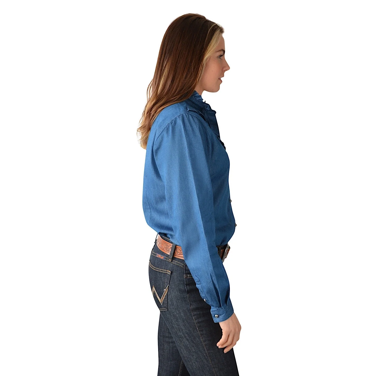 Wrangler Womens Hadley L/S Western Shirt Chambray - Image 2